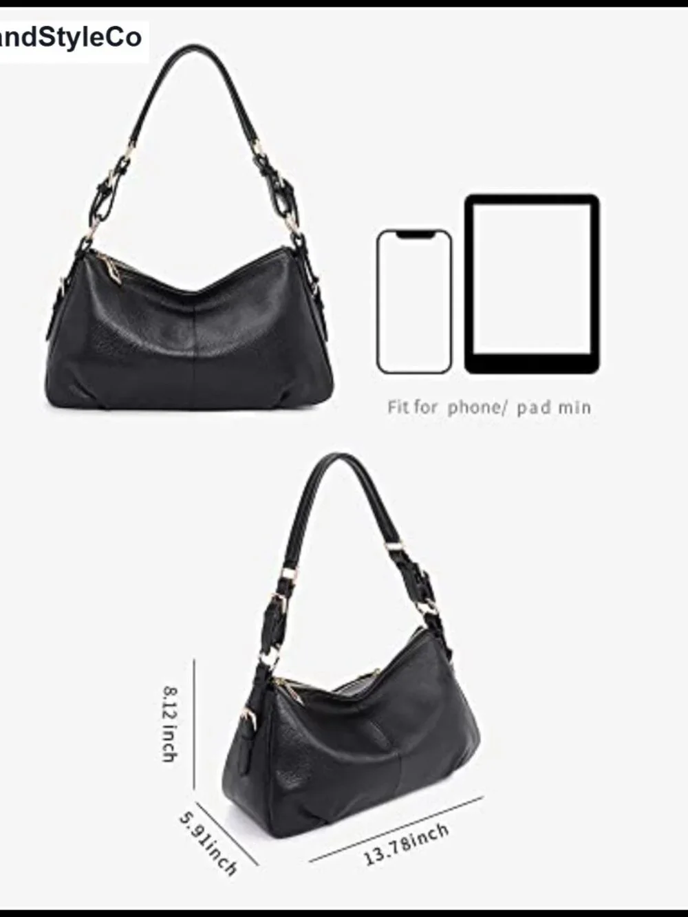 Vintage Leather Hobo Bag for Women with Adjustable Handle